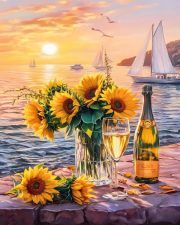 Sunature Diamond Painting Art Full Square Round Drills Sunflowers Sunset Bay Diamond Painting Kits