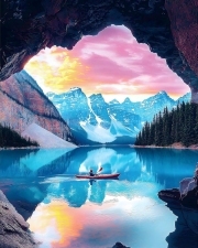 Sunature Diamond Painting Art Full Square Round Drills Mountain Lake Landscape Diamond Painting Kits