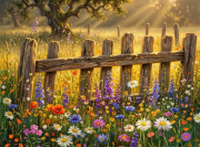 Sunature Diamond Painting Art Full Square Round Drills Garden Flowers Fence Diamond Painting Kit