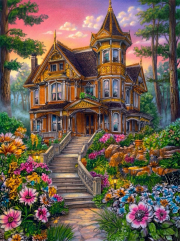 Sunature Diamond Painting Art Full Square Round Drills Sunset Cabin Houses Diamond Painting Kit