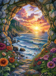 Sunature Diamond Painting Art Full Square Round Drills Sunset Sea Diamond Painting Kit