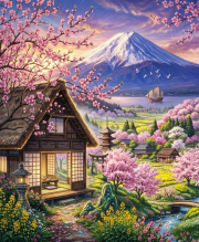 Sunature Diamond Painting Art Full Square Round Drills Cabin Mountain Diamond Painting Kits