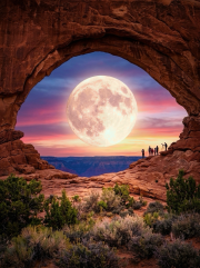 Sunature Diamond Painting Art Full Square Round Drills Sunset Moon Mountain Diamond Painting Kit