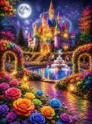 Sunature AB Diamond Painting Art Full Square Round Drills Castle Flowers Diamond Painting Kit 5-10 AB Colors
