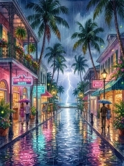 Sunature Diamond Painting Art Full Square Round Drills Stormy Street Diamond Painting Kit
