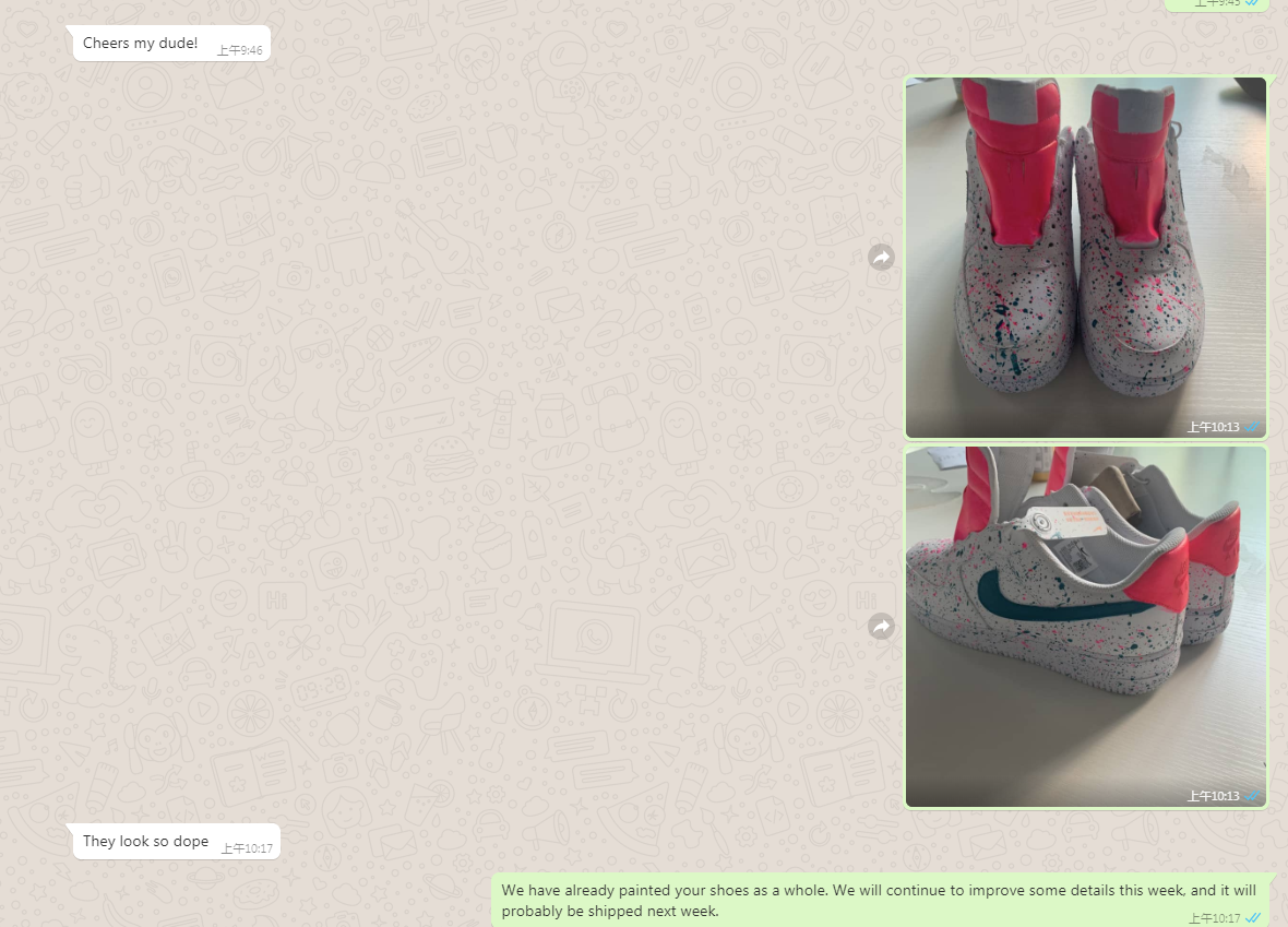 Picture customized shoes customers' evaluation of us