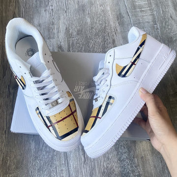 Custom Burberry Shoes For Air Force 1 White Graffiti Hand Painted ...