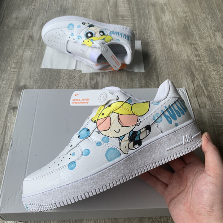 Custom The Powerpuff Girls Shoes For Bubbles Air Force 1 Graffiti Hand
