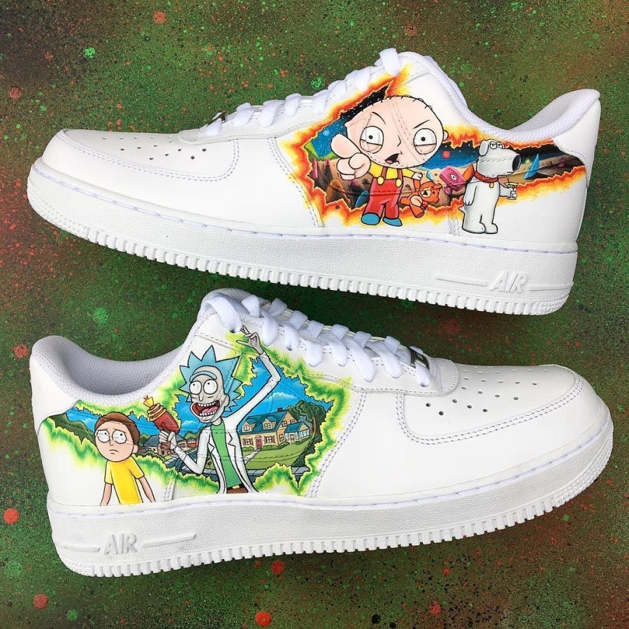 Custom Rick And Morty Shoes For Air Force 1 Graffiti Hand Painted