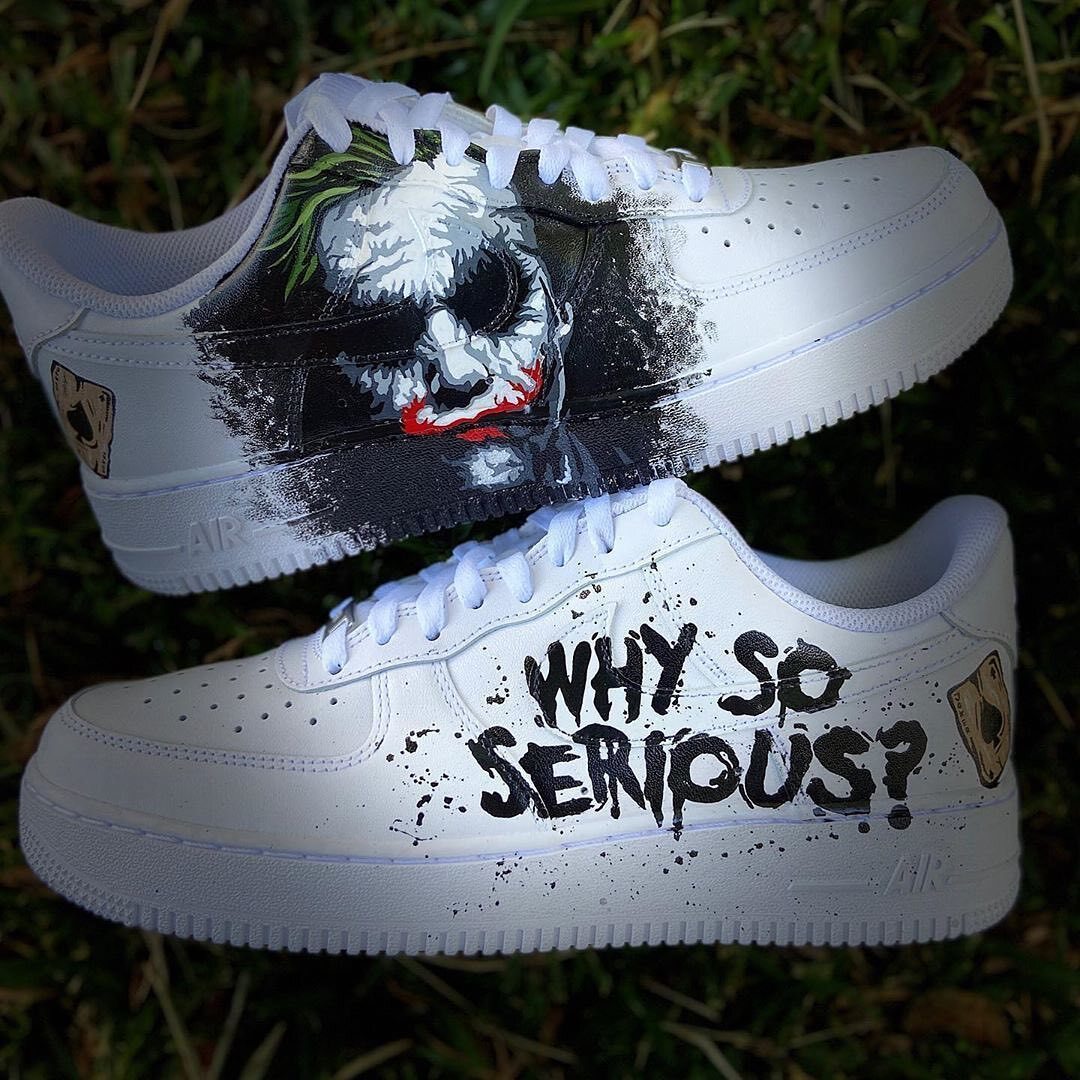 Custom The Joker Shoes For Air Force 1 Graffiti Hand Painted Sneaker ...