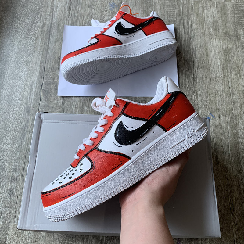 Custom Air Jordan 1 Shoes Red For Air Force 1 Graffiti Hand Painted