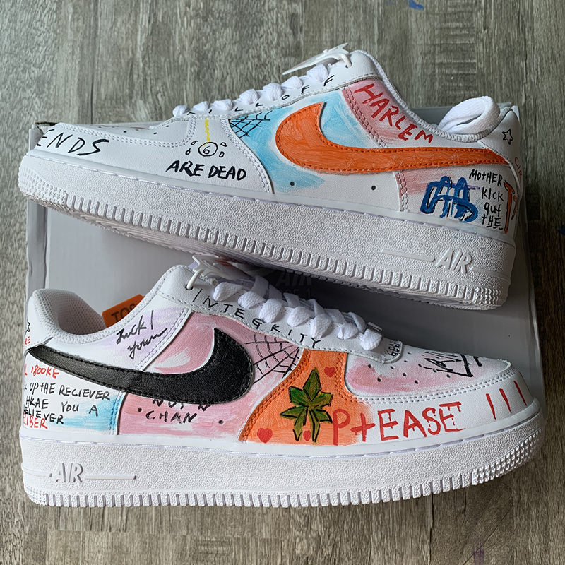 Custom English Words Shoes For Air Force 1 Graffiti Hand Painted ...