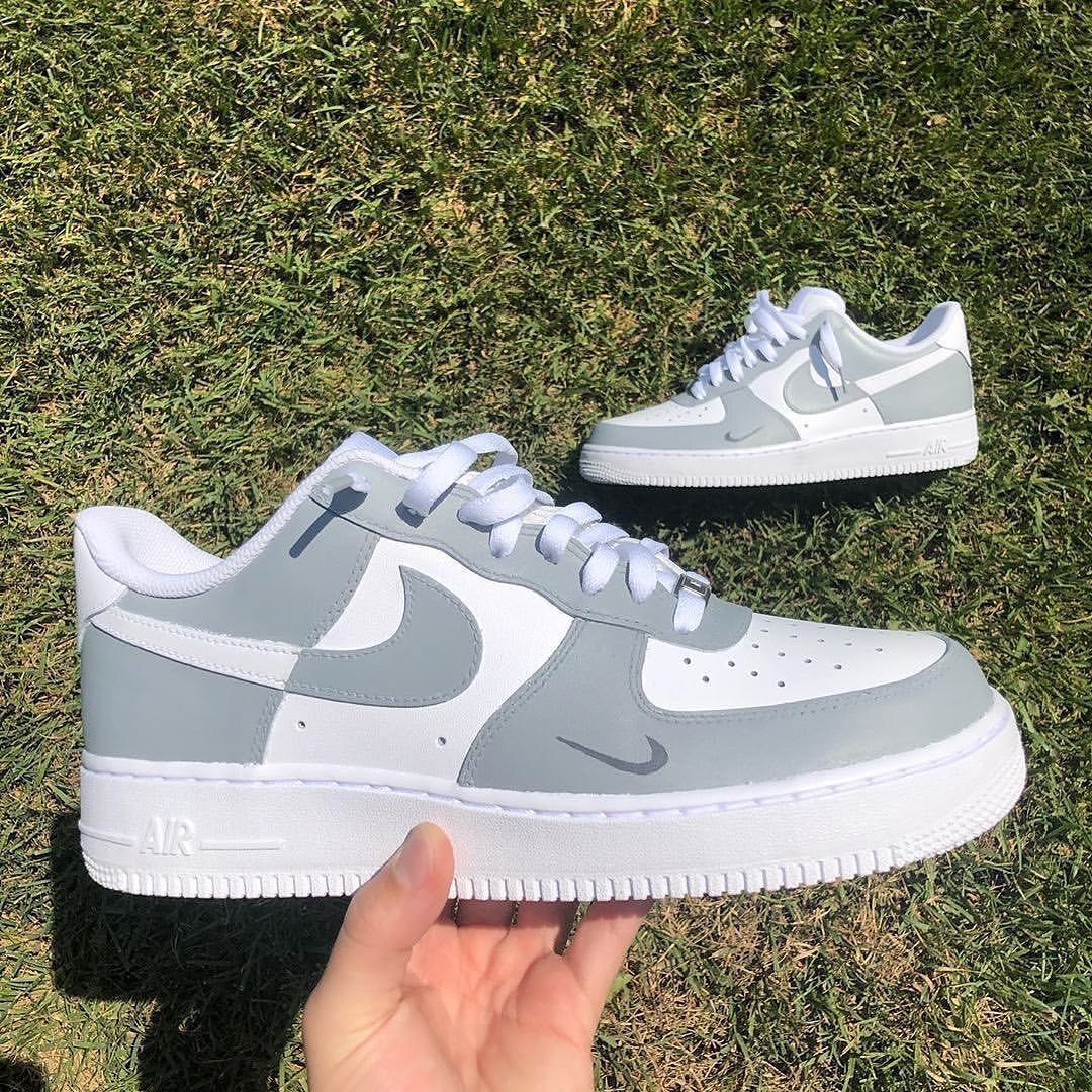 Custom Air Jordan 1 Shoes Gray For Air Force 1 Graffiti Hand Painted ...