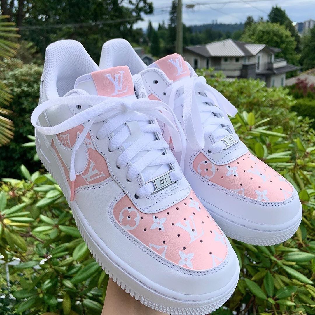 pink louis vuitton air force ones