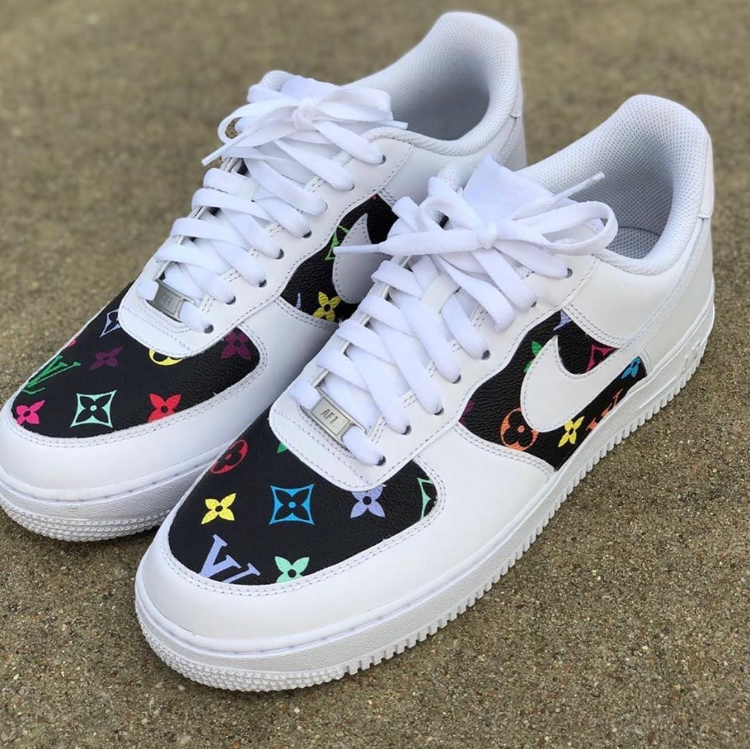 BLACK CUSTOM LV AIR FORCE 1 - Derivation Customs - Custom sneakers