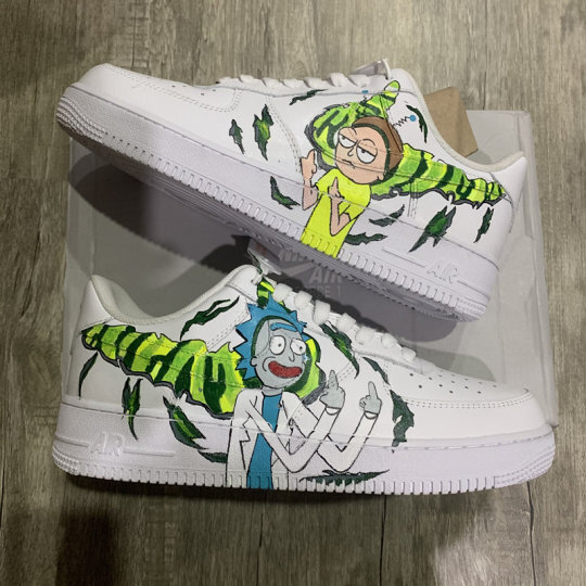 Custom Rick And Morty Shoes For Air Force 1 White Graffiti Hand Painted ...