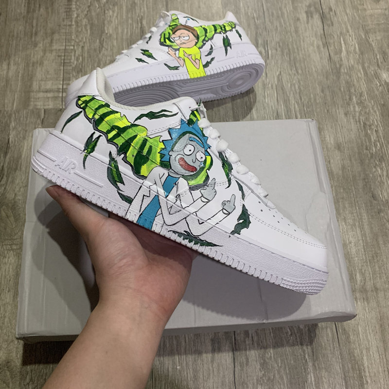 Custom Rick And Morty Shoes For Air Force 1 White Graffiti Hand Painted