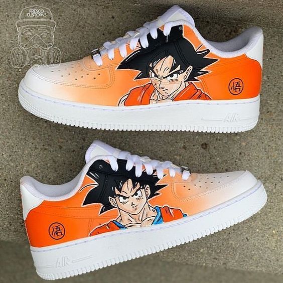 Custom Dragon Ball Shoes For Son Goku Air Force 1 Graffiti ...