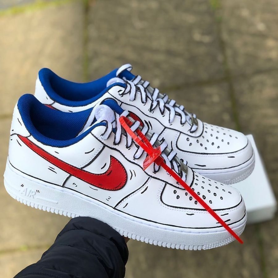 black air forces with red tick