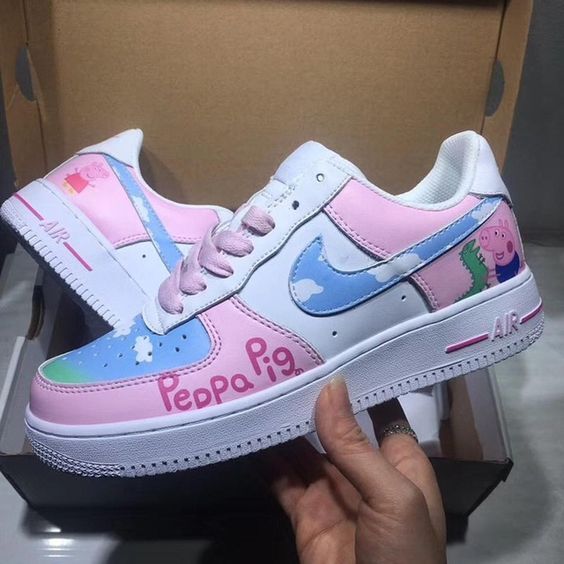Custom Peppa Pig Shoes For Air Force 1 Graffiti Hand Painted 