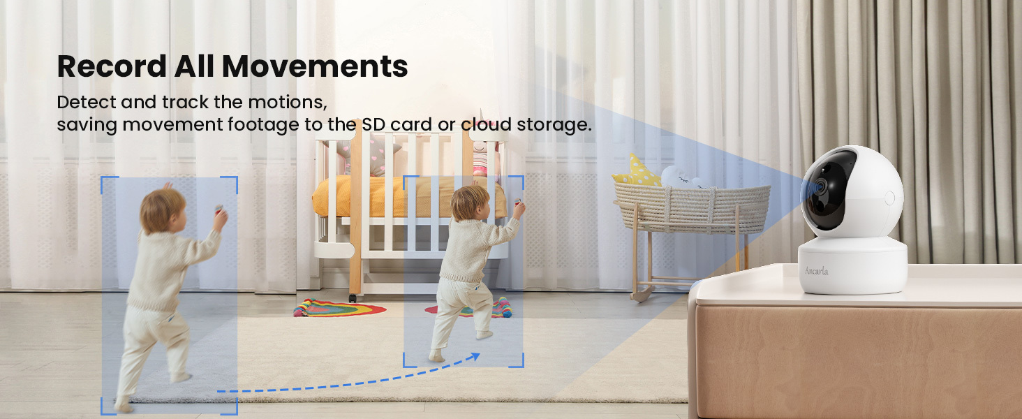 Security Camera Indoor, Cameras for Home Security Indoor, 360° Pan&Tilt, Pet/Dog/Baby Camera with Phone App, Motion Detection and Tracking, Night Vision, 2-Way Audio, Inside Cameras for House