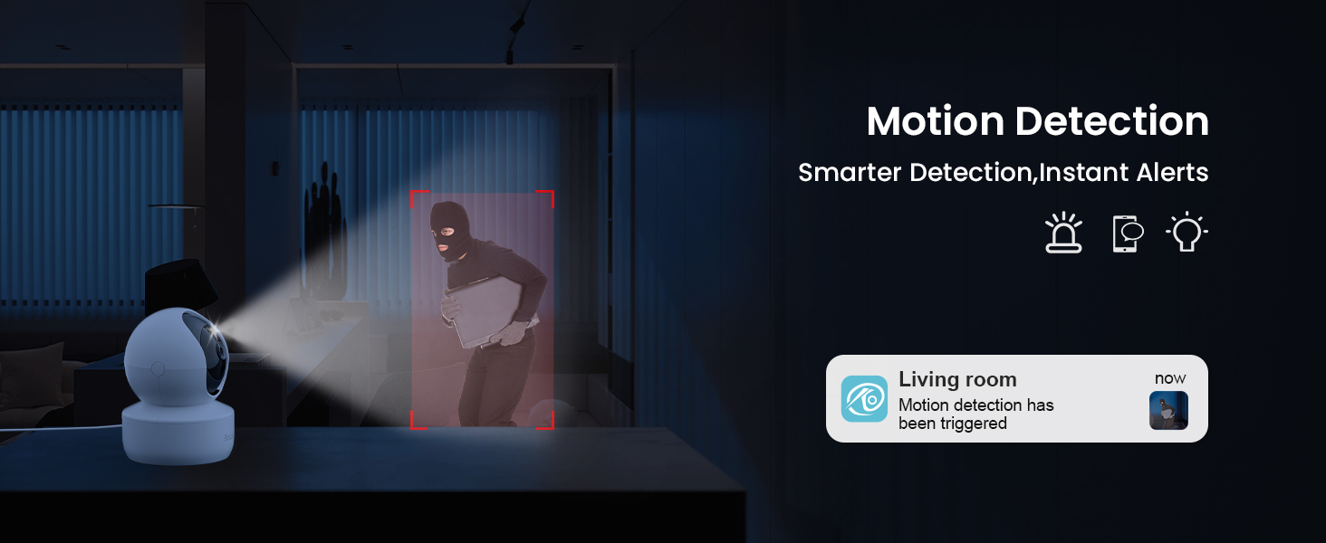 Security Camera Indoor, Cameras for Home Security Indoor, 360° Pan&Tilt, Pet/Dog/Baby Camera with Phone App, Motion Detection and Tracking, Night Vision, 2-Way Audio, Inside Cameras for House