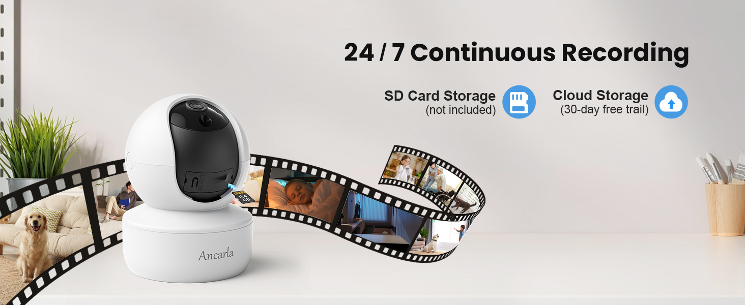 Security Camera Indoor, Cameras for Home Security Indoor, 360° Pan&Tilt, Pet/Dog/Baby Camera with Phone App, Motion Detection and Tracking, Night Vision, 2-Way Audio, Inside Cameras for House