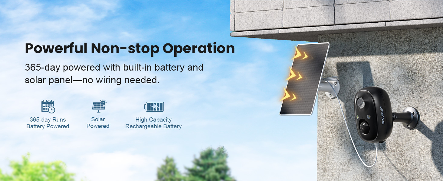 2 Pcs Solar-Powered WiFi Camera Security, Wireless Surveillance Camera, Smart Home Safety Camera, Mini Camera, Motion Detection, Two-Way Audio, 2K Color Night Vision, SD/Cloud Storage, Remote Access, Suitable for Outdoor, Garage & Backyard