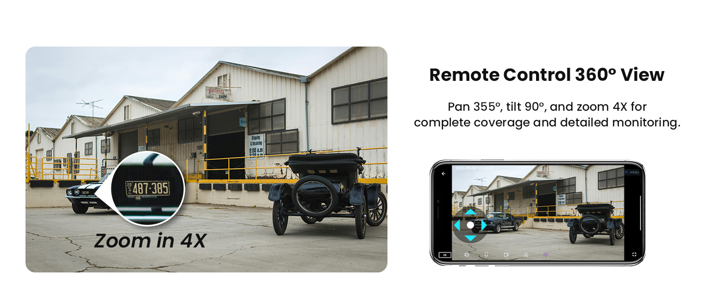 4 Pcs WiFi Outdoor Camera Security, Plug-in Surveillance Camera, Security Camera with PIR Motion Detection, Two-Way Audio, 24/7 Recording, Color Night Vision, 360° View, Cloud Storage, Ideal for Garage, Backyard & Entrance, App Remote Control