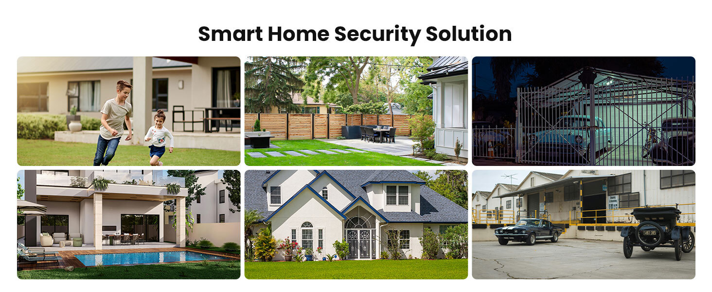 4 Pcs WiFi Outdoor Camera Security, Plug-in Surveillance Camera, Security Camera with PIR Motion Detection, Two-Way Audio, 24/7 Recording, Color Night Vision, 360° View, Cloud Storage, Ideal for Garage, Backyard & Entrance, App Remote Control