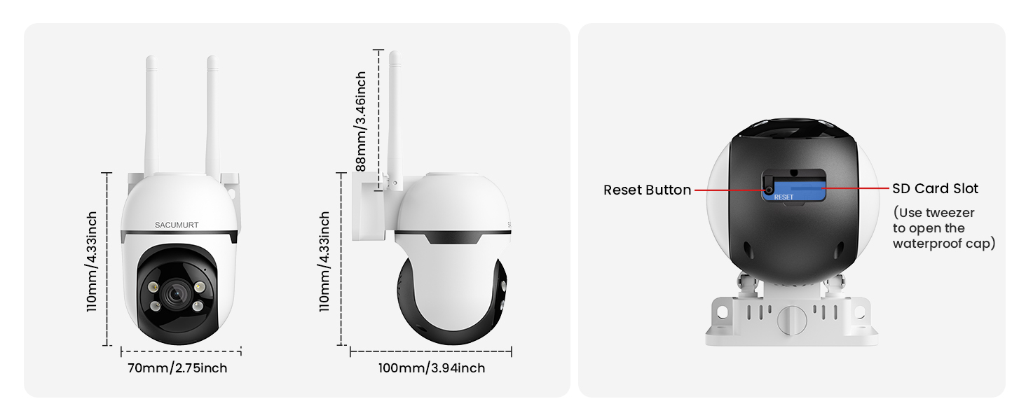 4 Pcs WiFi Outdoor Camera Security, Plug-in Surveillance Camera, Security Camera with PIR Motion Detection, Two-Way Audio, 24/7 Recording, Color Night Vision, 360° View, Cloud Storage, Ideal for Garage, Backyard & Entrance, App Remote Control