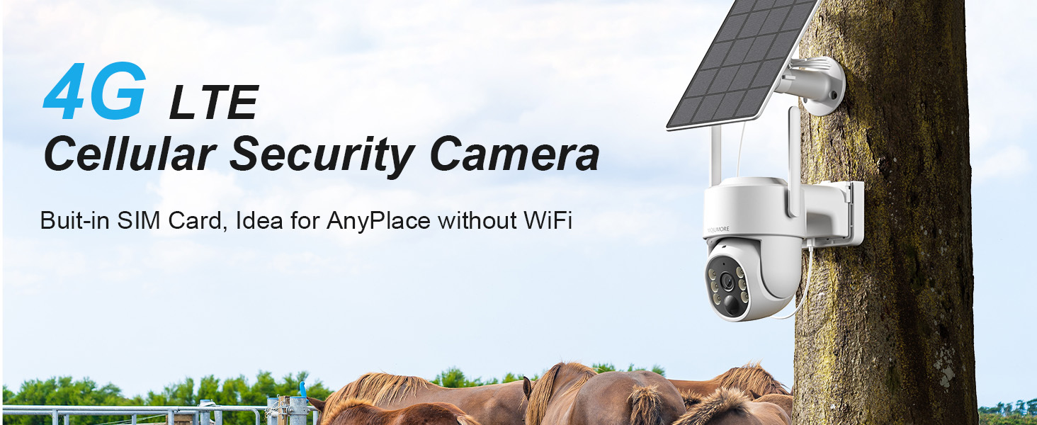 1 PC 4G LTE Security Camera Outdoor Wireless, Solar-Powered Surveillance Camera, PIR Motion Detection, Instant Alerts, 360° PTZ, 2K HD Color Night Vision, Two-Way Talk, SD&Cloud Storage, App Remote Control, Suitable for Garage/RV/Farm/Ranch