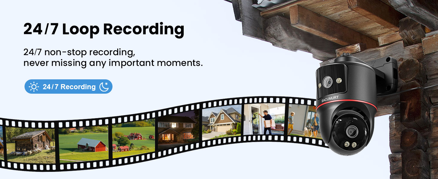 4G LTE Dual-Lens Surveillance Camera, 2K Wired No WiFi CCTV Camera, Outdoor Security Camera, Motion Detection & Auto Tracking, Plug-in Power, 24/7 Recording, 360° View, 2-Way Audio, Color Night Vision, Includes 64GB SD Card