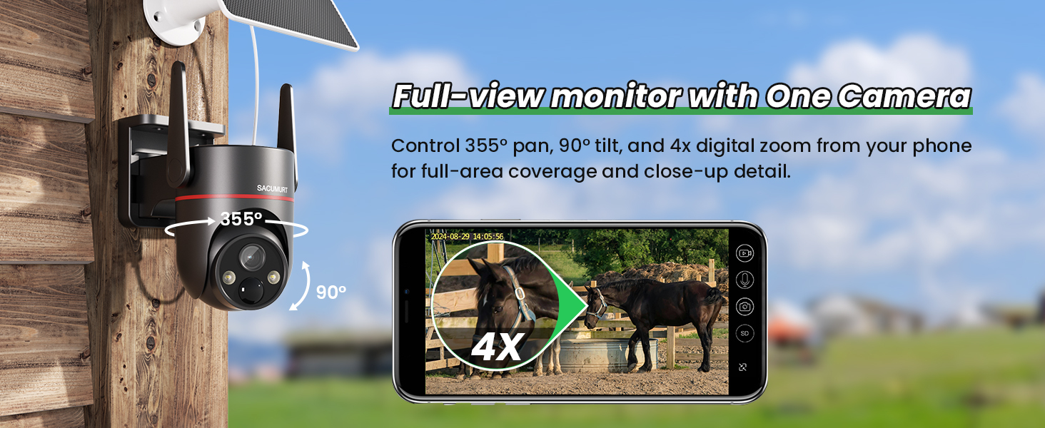 2 Pcs 4G Cellular Security Camera Outdoor, Solar-Powered CCTV Camera Wireless, Smart Home Safety Camera, Motion Detection, Instant Alerts, HD Color Night Vision, 360° View, 2-Way Talk, Built-in SIM Card, App Remote Control