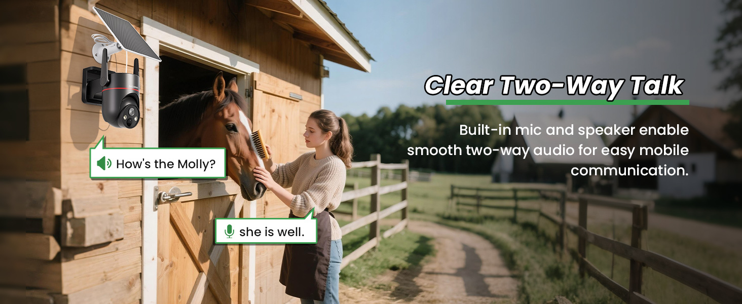 1 PC Solar-Powered Security Camera, 4G LTE Surveillance Camera Outdoor, Wireless Camera Security, PIR Motion Detection, 2K Color Night Vision, 360° PTZ, 2-Way Audio, SD&Cloud Storage, App Remote Access