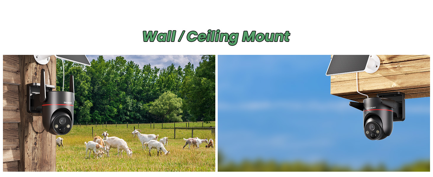 1 PC Solar-Powered Security Camera, 4G LTE Surveillance Camera Outdoor, Wireless Camera Security, PIR Motion Detection, 2K Color Night Vision, 360° PTZ, 2-Way Audio, SD&Cloud Storage, App Remote Access