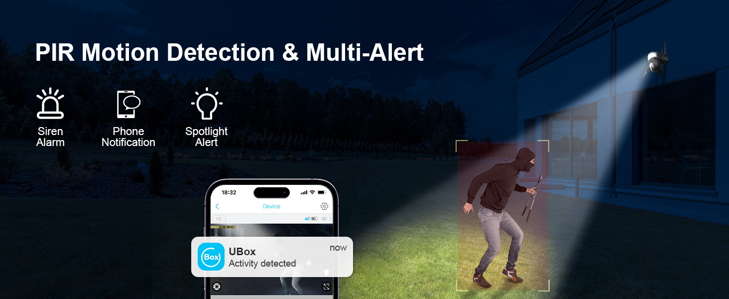 4G LTE Cellular Security Camera Wireless Outdoor, No WiFi Security Cameras Solar Powered, PIR Detection, 360°Cameras for Home Security with Floodlight, 2K Color Night Vision, Built-in SIM Card