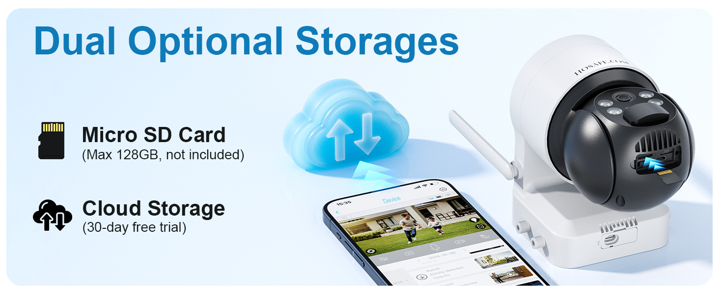 2K HD Solar WiFi Camera, Outdoor Camera Wireless, Security Camera with Motion Detection, Instant Alert, Color Night Vision, Two-Way Audio,  360° PTZ, SD Card/Cloud Storage, App Remote Control