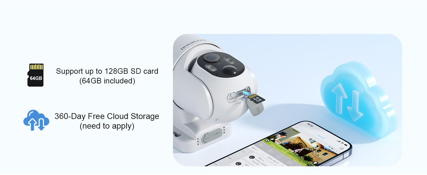 HOSAFE.COM Wireless Security Camera Outdoor, 360° PTZ Remote Cameras for Home Security Solar Powered, 2K 3MP Surveillance & Security Cameras with Spotlight Color Night Vision, PIR Sensor, 2-Way Audio