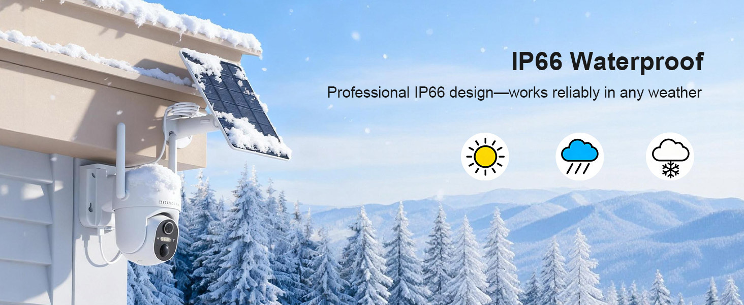 Wireless WiFi Camera, Security Camera Outdoor, Solar-Powered CCTV Camera, Color Night Vision, PIR Motion Detection, 360° View, Two-Way Audio, SD/Cloud Storage, Remote Control, Ideal for Garage, Backyard & Entrance