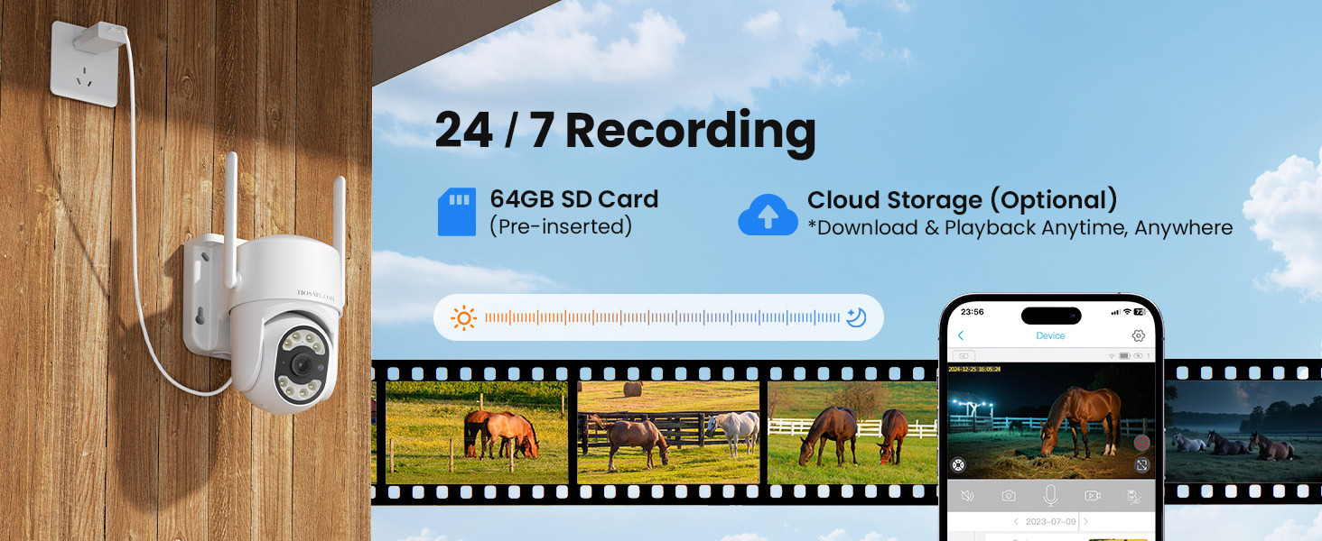 4G LTE Plug-in Security Camera Outdoor, No WiFi Surveillance Camera, Wired Camera Security, 24/7 Recording, Motion Detection & Auto Ttracking, 360° View, 2K Color Night Vision, 2-Way Talk, Built-in SIM Card & SD Card, App Remote Control