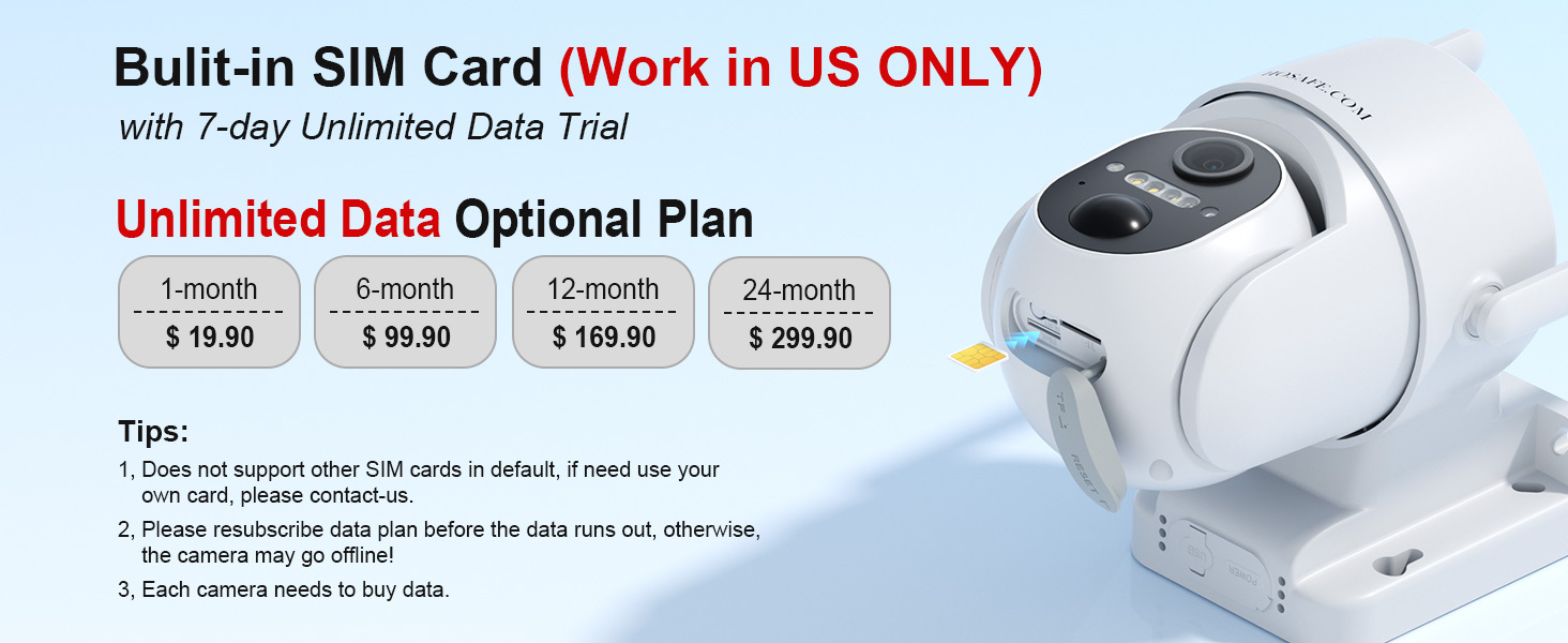 2 Pcs 4G LTE Wireless Surveillance Camera, Solar-Powered Outdoor Camera, Security Camera Wireless Outdoor, 2K HD Color Night Vision, Two-Way Audio, 360° PTZ, PIR Motion Detection, Instant Alert, Built-in SIM Card, SD/Cloud Storage, Remote Access