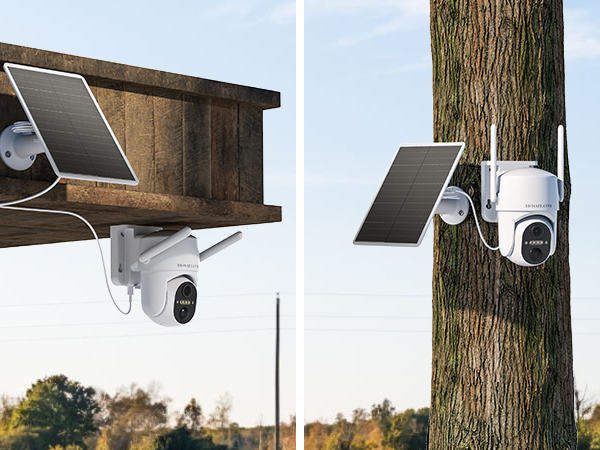 2 Pcs 4G LTE Wireless Surveillance Camera, Solar-Powered Outdoor Camera, Security Camera Wireless Outdoor, 2K HD Color Night Vision, Two-Way Audio, 360° PTZ, PIR Motion Detection, Instant Alert, Built-in SIM Card, SD/Cloud Storage, Remote Access