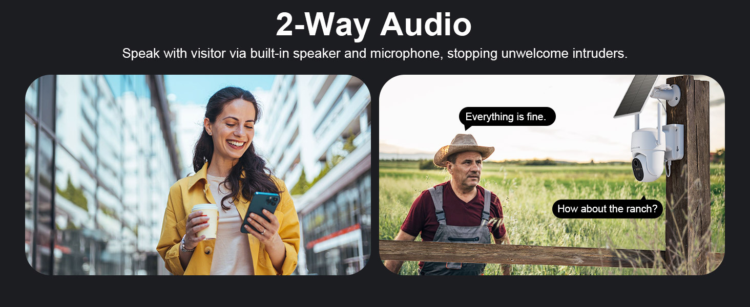 4G LTE Wireless Security Camera, CCTV Camera with Solar Panel, Surveillance Camera for Outdoor Security, 360° PTZ, 2K HD Color Night Vision, Motion Detection, Instant Alert, Two-Way Audio, Includes 64GB SD Card, Remote Access via App