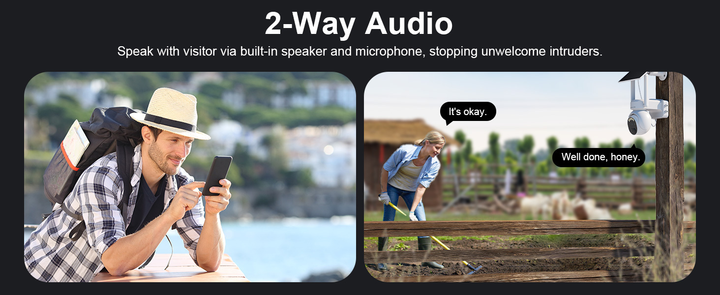 2 Pcs 4G Cellular Outdoor Solar Camera, Smart Home Safety Camera, 360° PTZ Wireless Security Camera, PIR Motion Detection, Siren, Phone Notification, 2K HD Color Night Vision, Two-Way Audio, Remote Control via Mobile Phone, SD&Cloud Storage