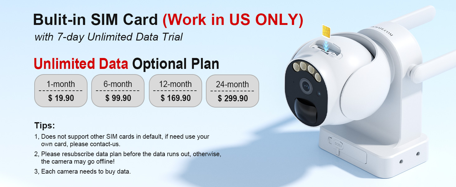 4G Cellular Security Camera, Solar-Powered Surveillance Camera, Wireless CCTV Camera, PIR Motion Detection, Siren, Phone Notification, 360° PTZ, Two-Way Audio, 2K HD Color Night Vision, SD&Cloud Storage, Remote Control via Mobile Phone