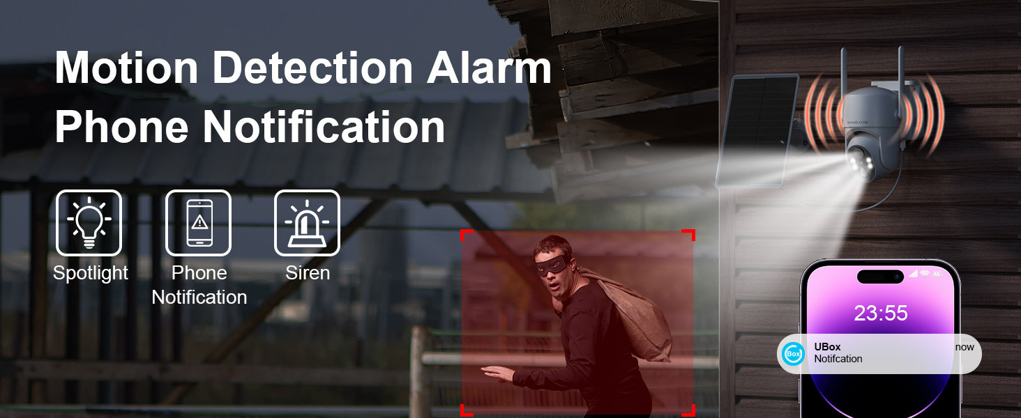 4G LTE Security Camera Outdoor Wireless, Solar-Powered Surveillance Camera, PIR Motion Detection, Instant Alerts, 360° PTZ, 2K HD Color Night Vision, Two-Way Talk, SD&Cloud Storage, App Remote Control, Suitable for Garage/RV/Farm/Ranch