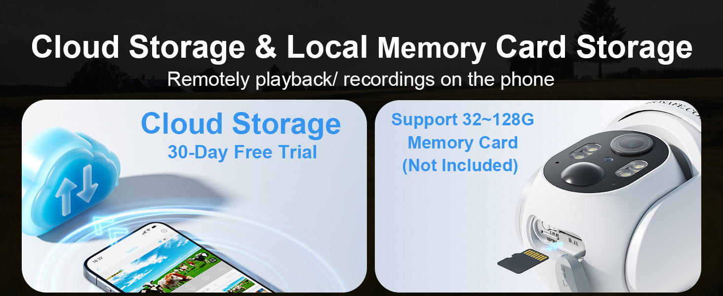 4G LTE Security Camera Outdoor Wireless, Solar-Powered Surveillance Camera, PIR Motion Detection, Instant Alerts, 360° PTZ, 2K HD Color Night Vision, Two-Way Talk, SD&Cloud Storage, App Remote Control, Suitable for Garage/RV/Farm/Ranch