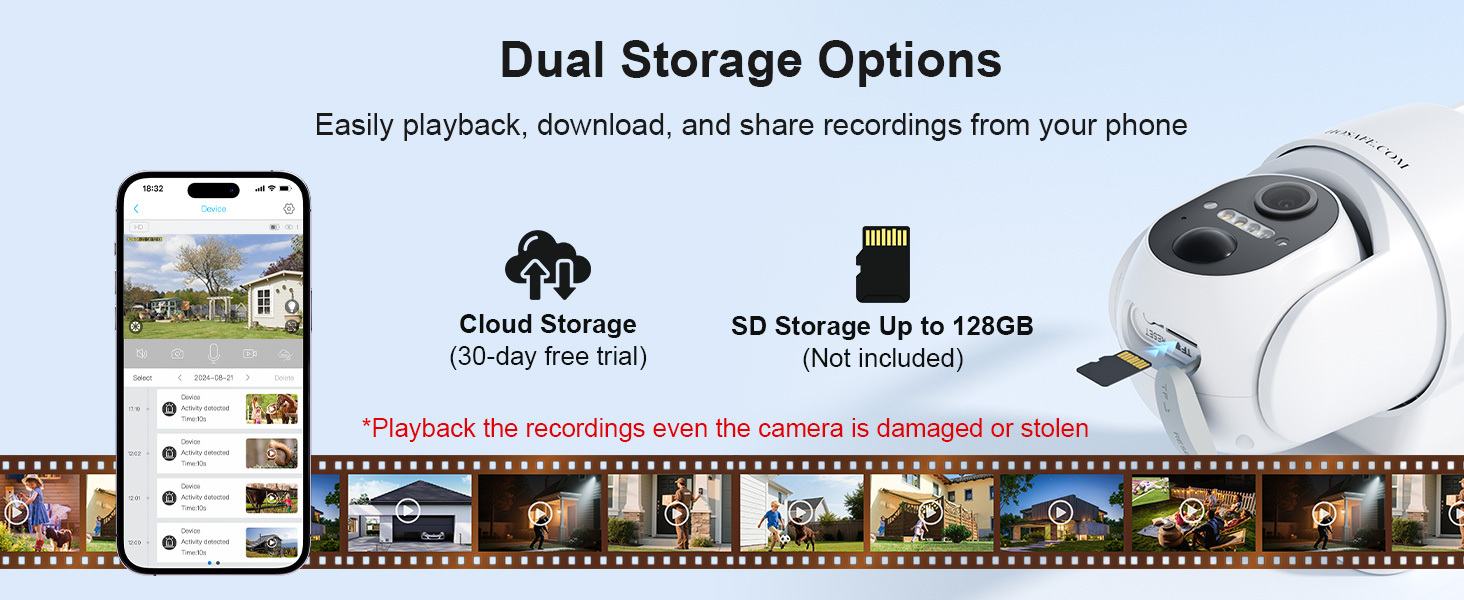 2K HD Wireless WiFi Camera Security, Solar-Powered Surveillance Camera Outdoor, Smart Home Security Camera, 2.4GHz WiFi, Color Night Vision, Motion Detection, 360° View, Two-Way Audio, SD/Cloud Storage, Remote Control