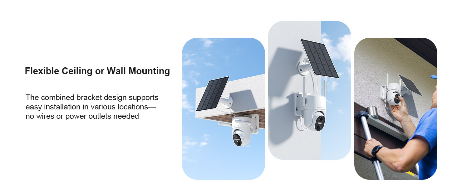 2K HD Wireless WiFi Camera Security, Solar-Powered Surveillance Camera Outdoor, Smart Home Security Camera, 2.4GHz WiFi, Color Night Vision, Motion Detection, 360° View, Two-Way Audio, SD/Cloud Storage, Remote Control